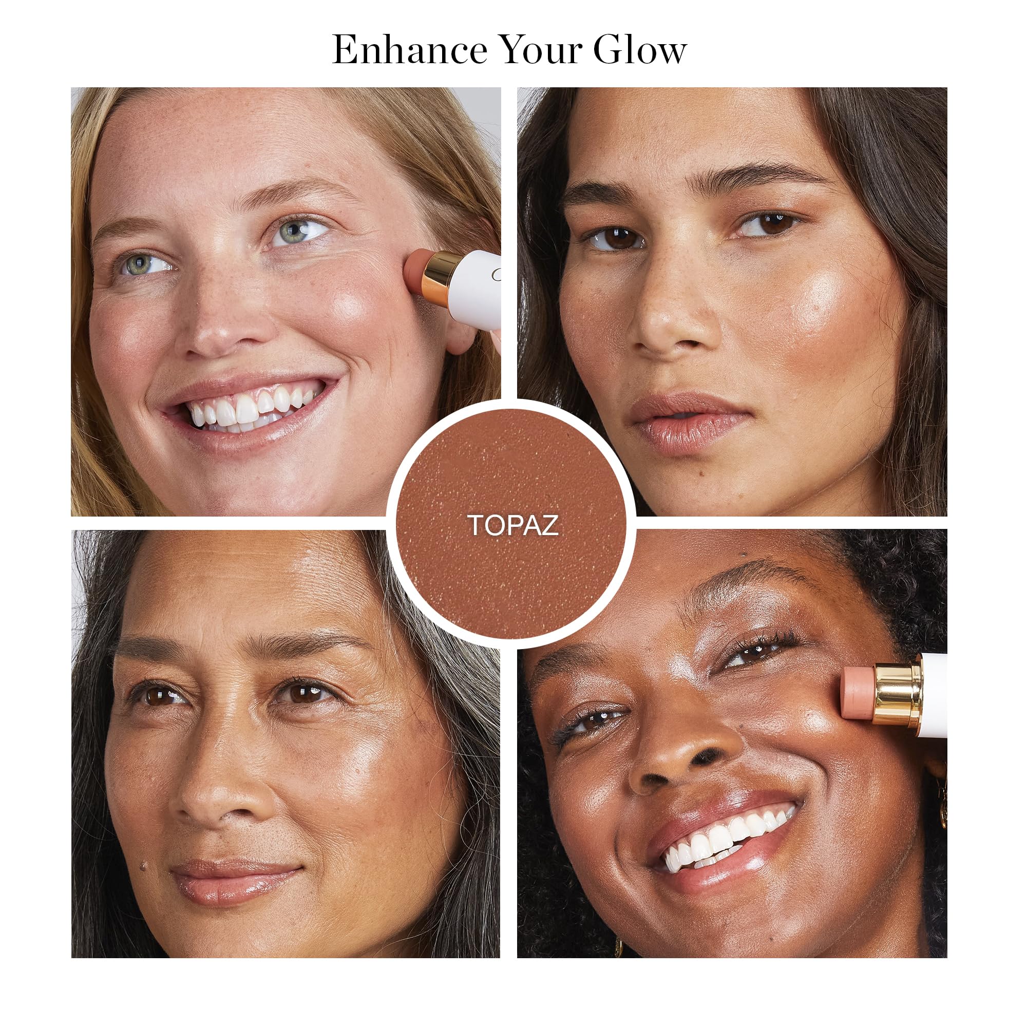 Close-up of Ogee Sculpted Face Stick texture showing creamy blendable formula.