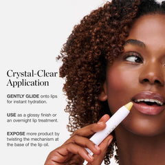 Ogee Sculpted Lip Oil peppermint scent highlights refreshing sensation.