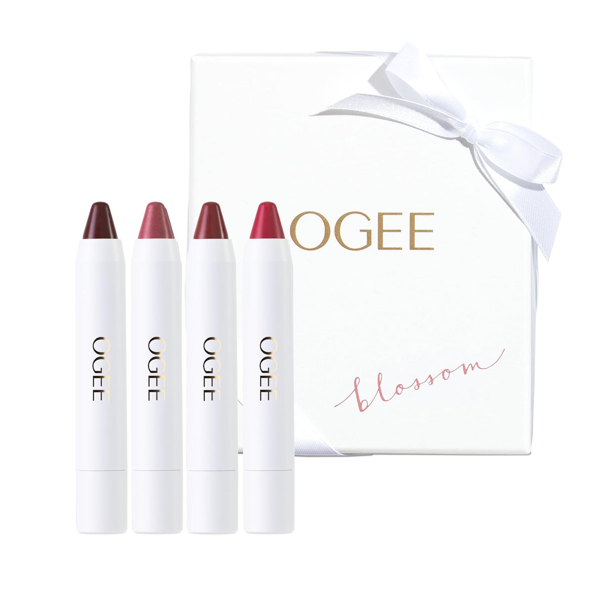Ogee Tinted Sculpted Lip Oil Blossom Petunia shade for soft, hydrating color.