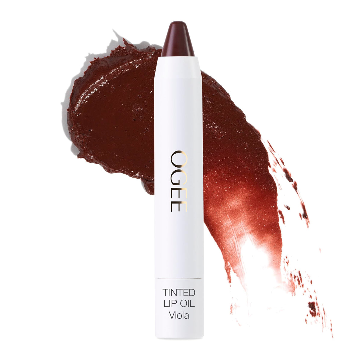 Ogee Viola lip oil tube with tinted color for nourishing hydration.