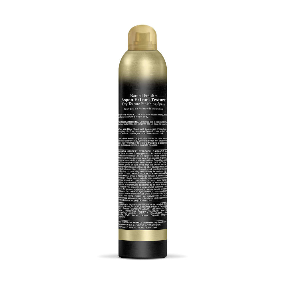 OGX Aspen Dry Texture Spray being applied to hair for texture