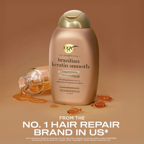 OGX box art highlights keratin therapy for stronger-looking hair
