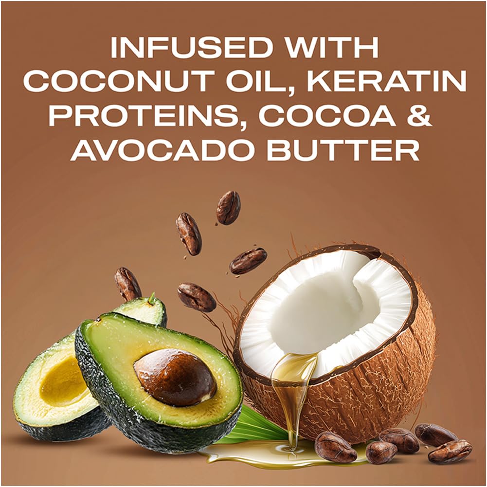 OGX label details highlight nourishing ingredients for smooth hair