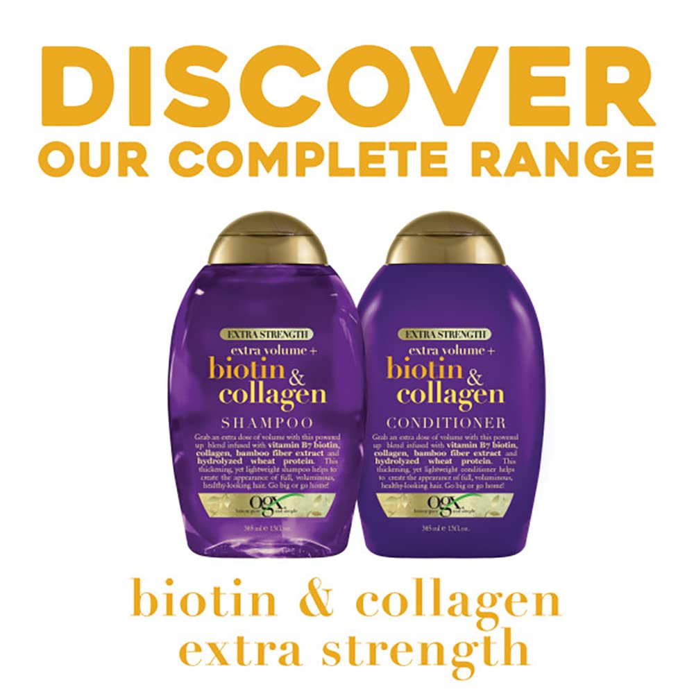 OGX color-safe volumizing shampoo application demonstrating lightweight cleansing and body