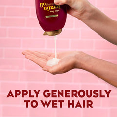 Shampoo formula with keratin, argan oil, ceramides for frizz control.