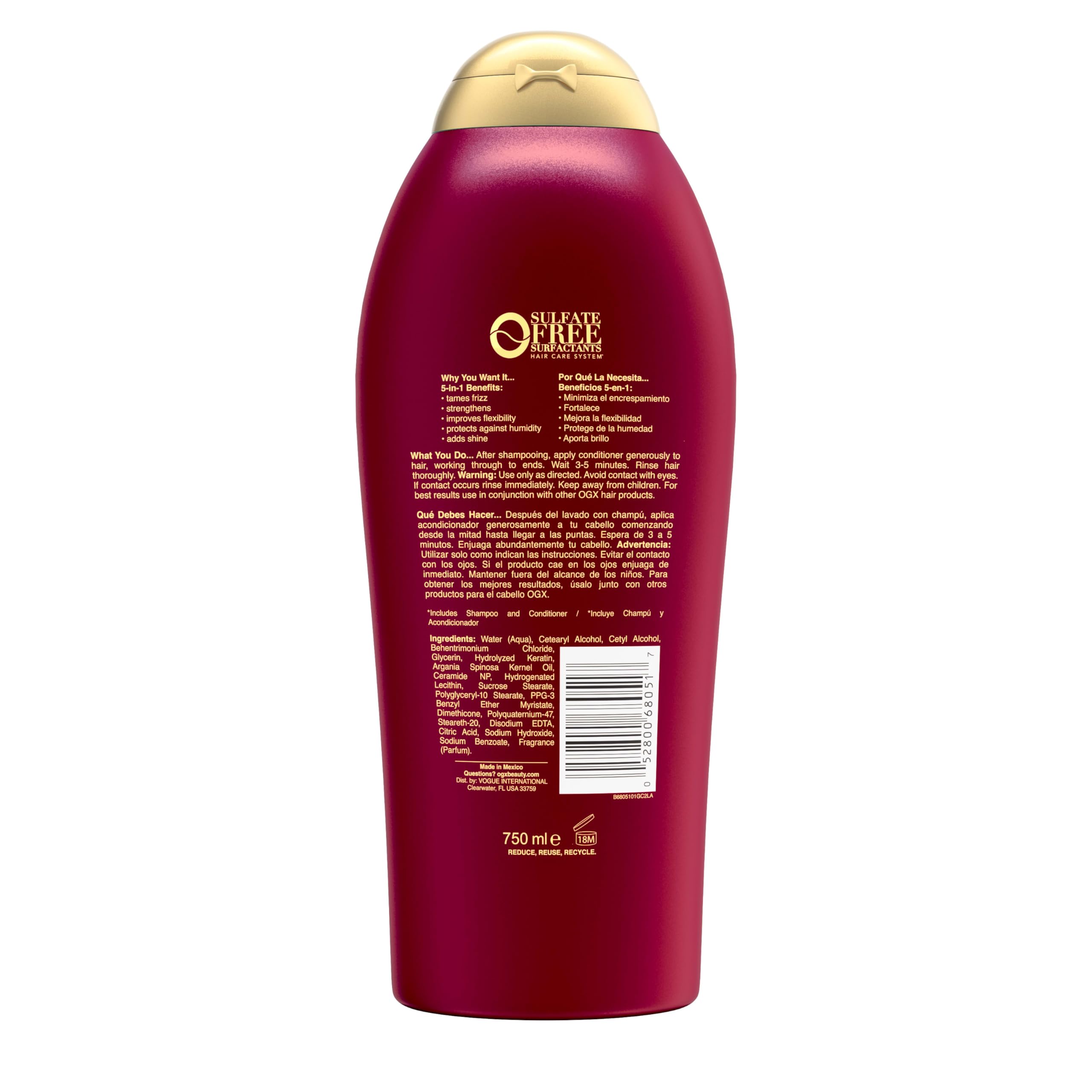 OGX packaging highlights paraben-free formula for natural hair care.