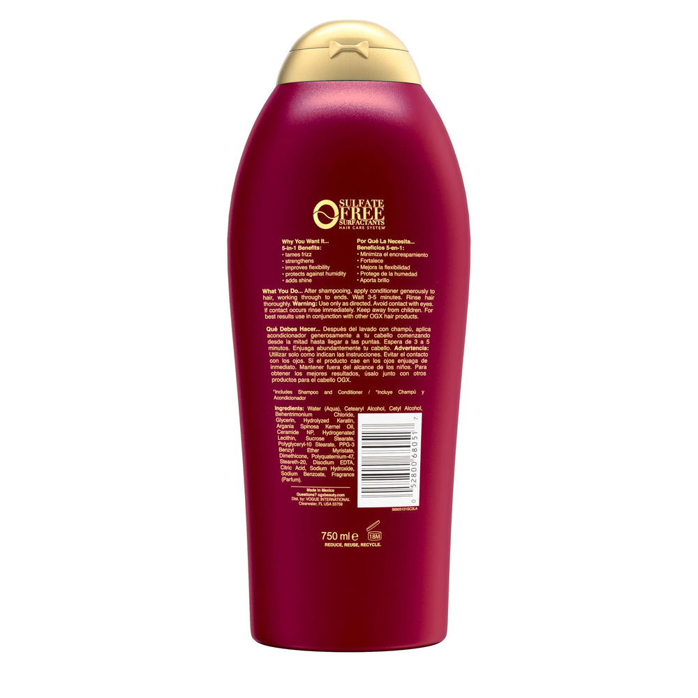 OGX packaging highlights paraben-free formula for natural hair care.