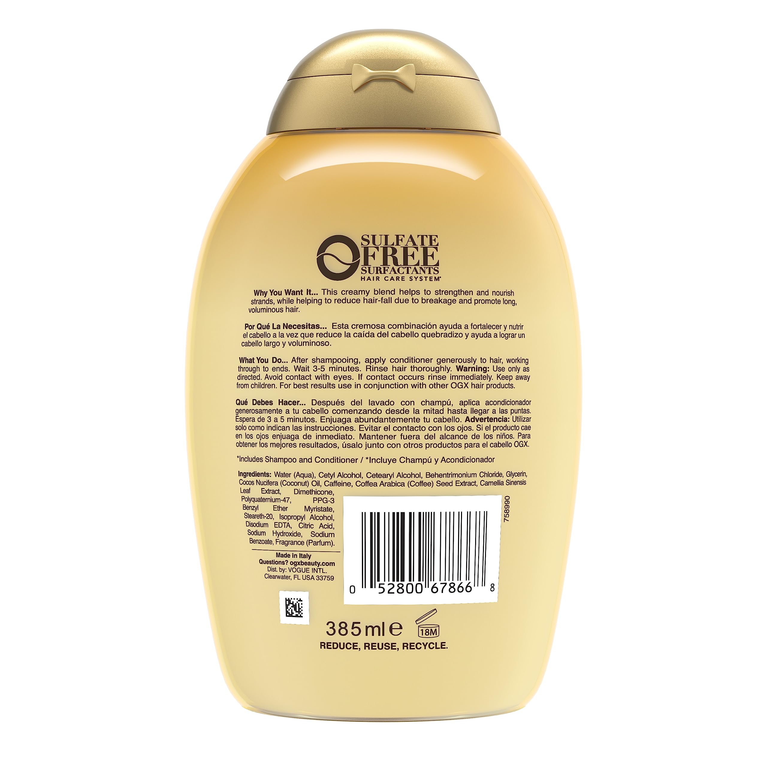 Lifestyle shot of smooth, manageable hair with OGX conditioner.