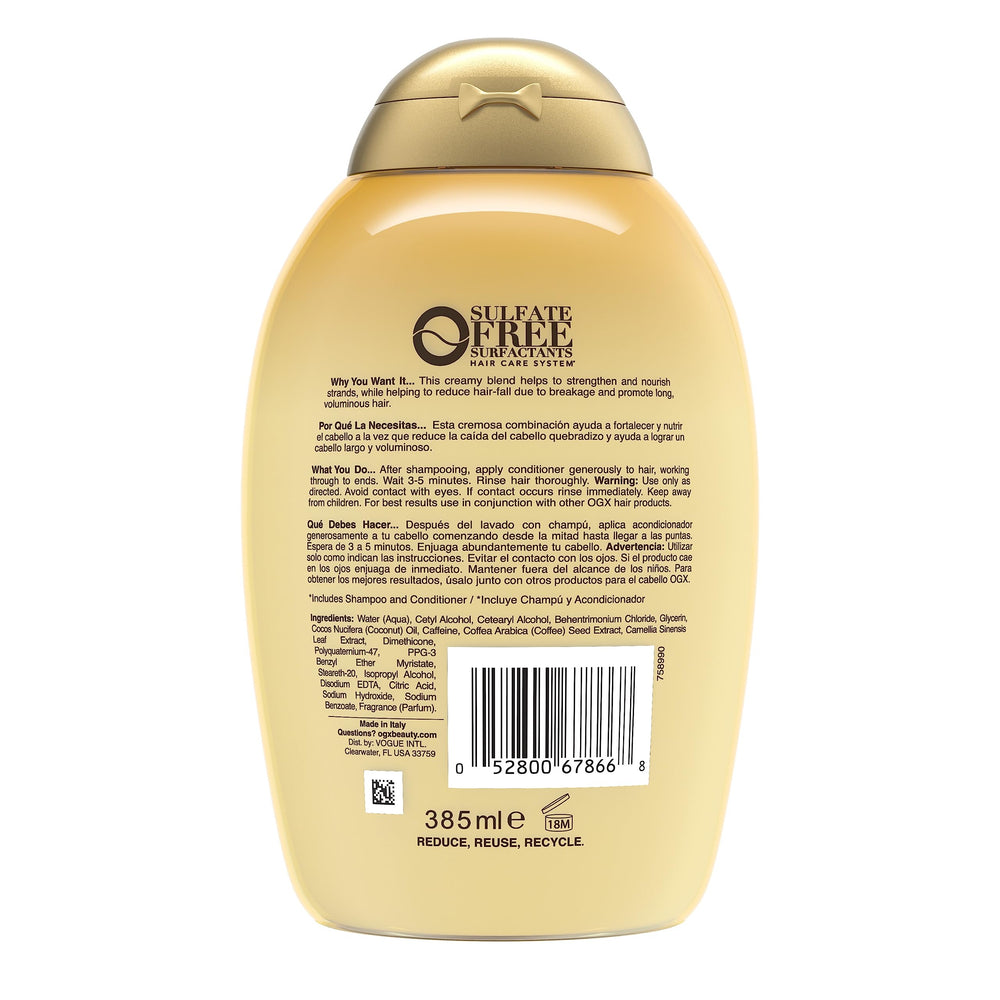 Lifestyle shot of smooth, manageable hair with OGX conditioner.