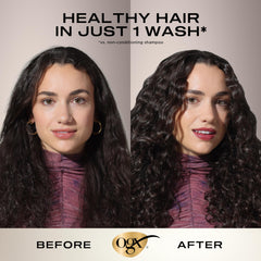 OGX Nourishing Coconut Milk Shampoo label detail highlights LipiPro Shield for protein and lipid protection.