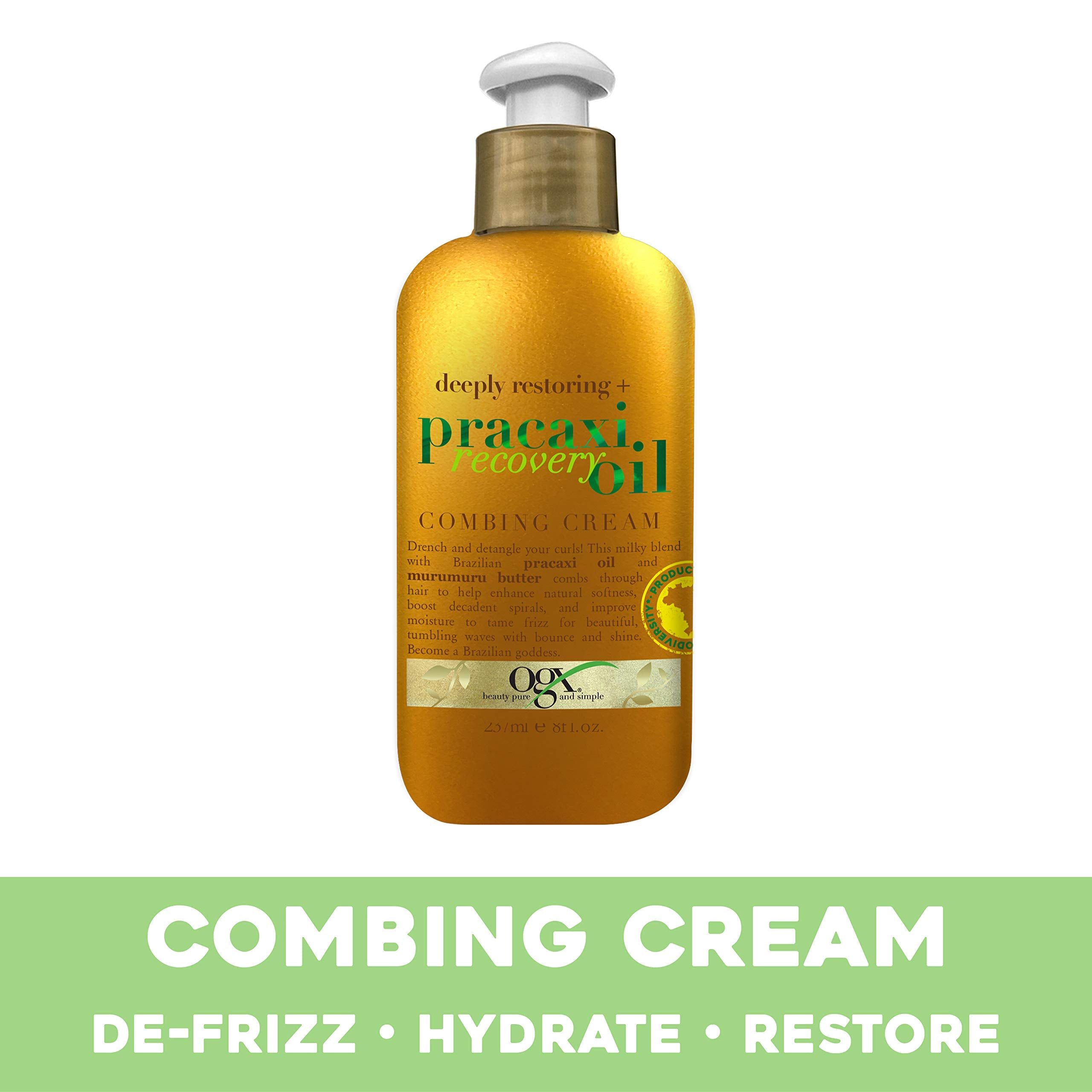 OGX Pracaxi Recovery Oil Combing Cream applied to towel-dried hair for detangling.