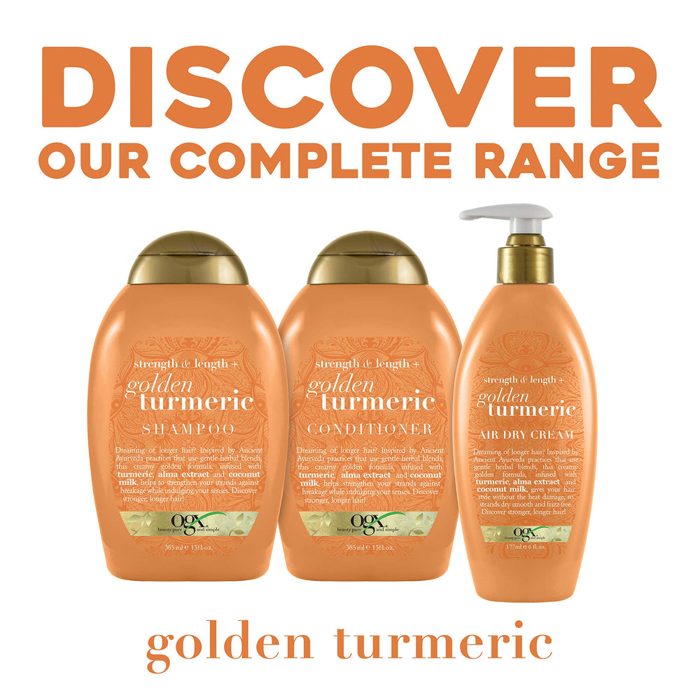 OGX Strength Length Golden Turmeric Conditioner tropical scent enhances shower routine