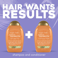 OGX Strength Length Turmeric Shampoo amla extract visual emphasizing herbal nourishment