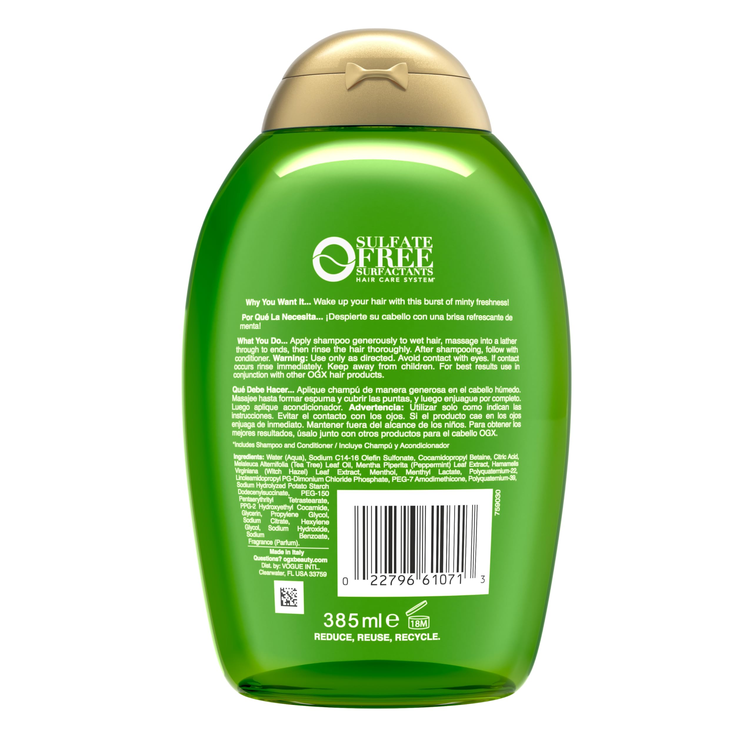 Shiny, soft hair after using OGX Tea Tree Mint Shampoo.