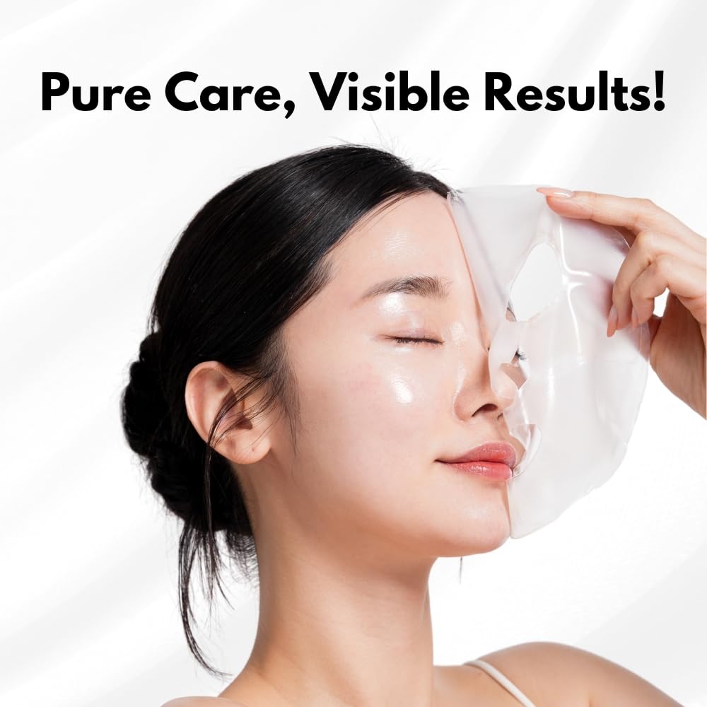 Oh My Pure deep collagen mask being applied for a firmer feel.