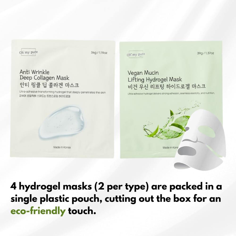 Oh My Pure hydrogel mask adhesion closeup highlights premium adherence.