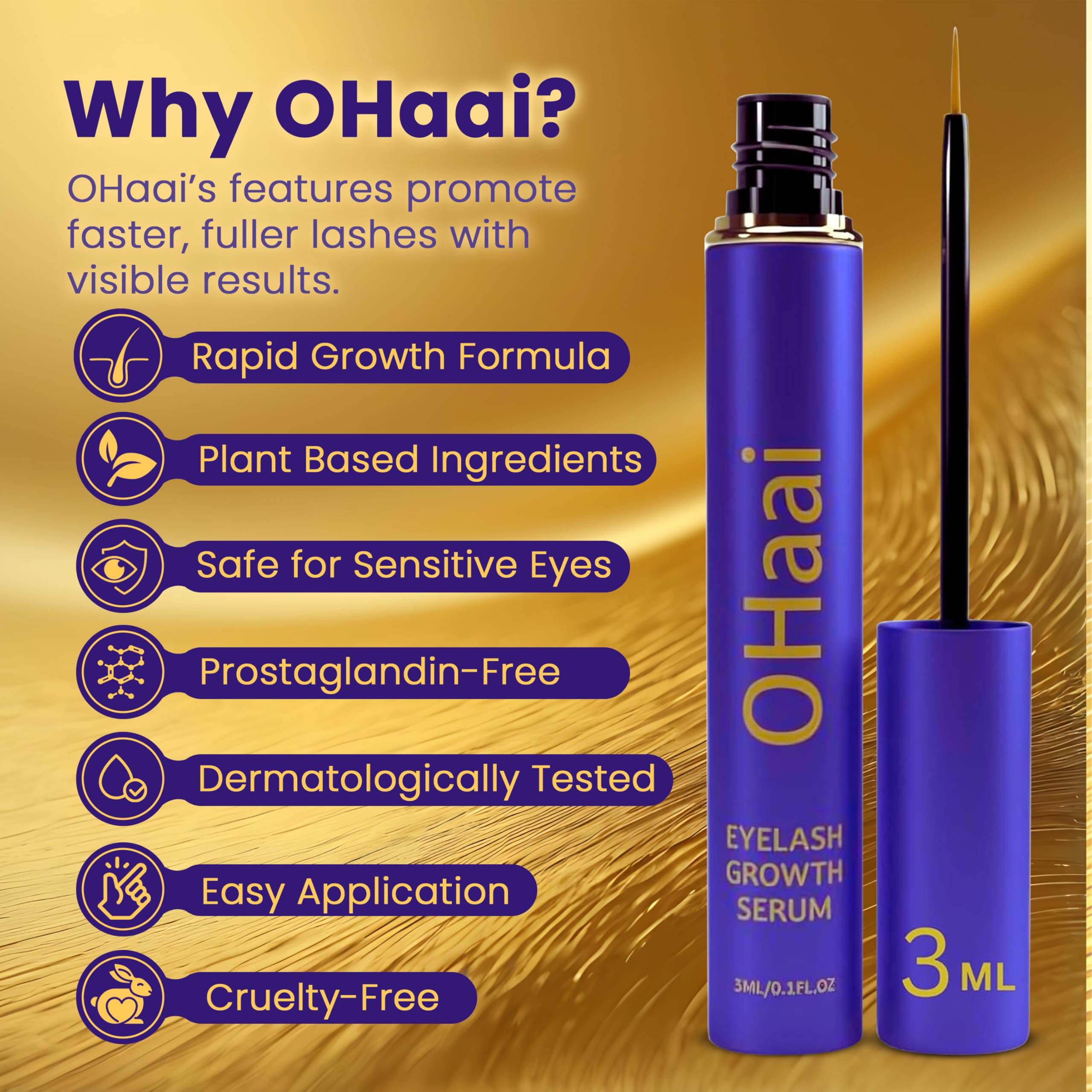 OHaai serum includes biotin and collagen for lash strength.