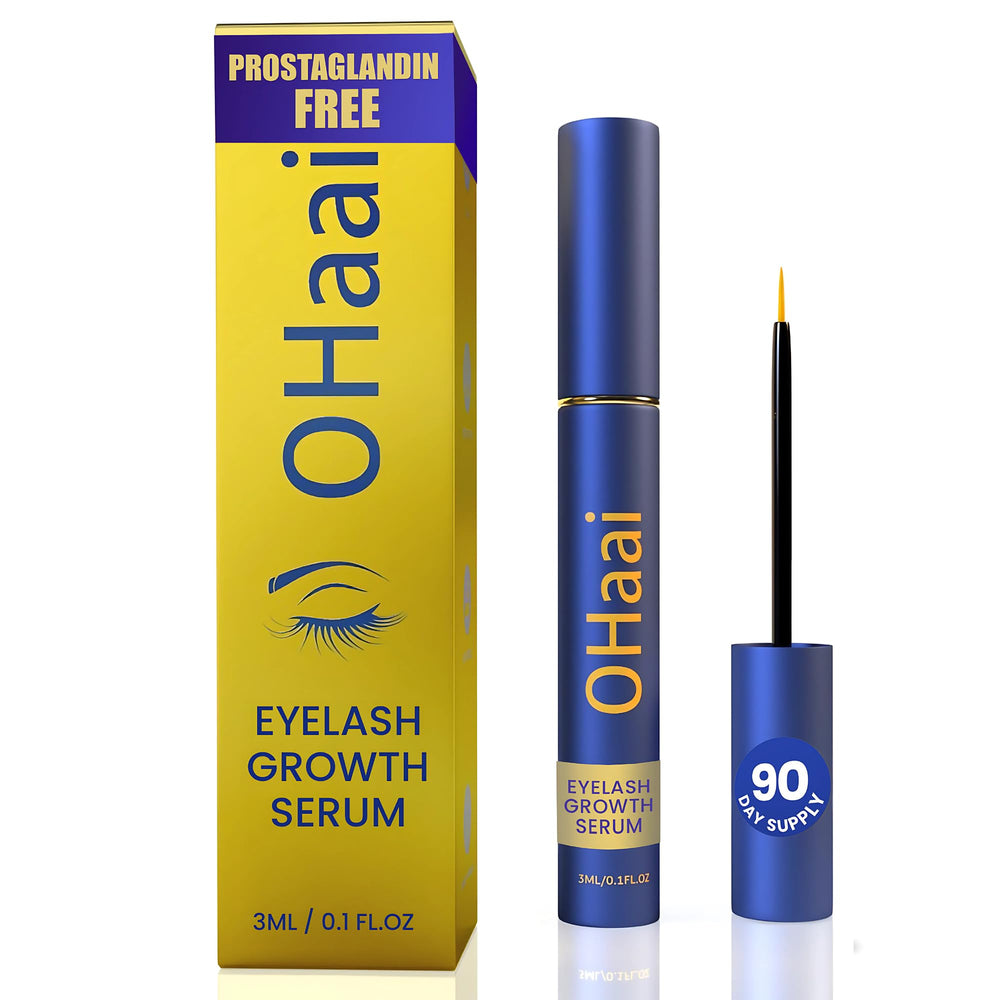 OHaai prostaglandin-free eyelash serum bottle with precision applicator for nightly use.