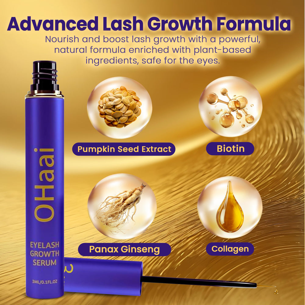 OHaai serum highlights pumpkin seed extract as natural lash ingredient.