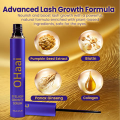 OHaai serum highlights pumpkin seed extract as natural lash ingredient.