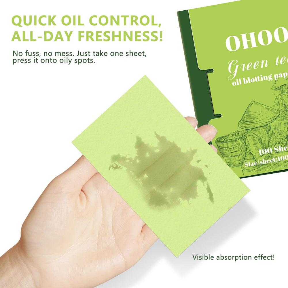 OHOO blotting paper sheets close-up show soft linen texture and absorption.