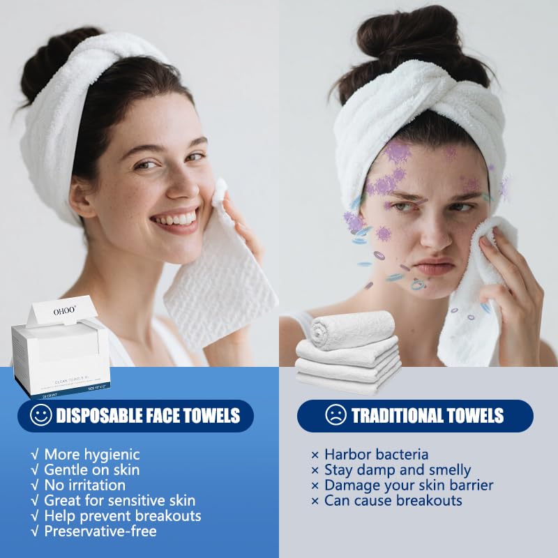 OHOO face towelettes soft and gentle cleansing suitable for all skin types.