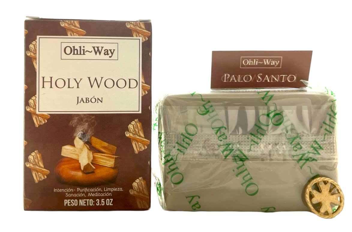 Ohli~Way Palo Santo Soap close-up bar with rich woody aroma for daily cleansing.