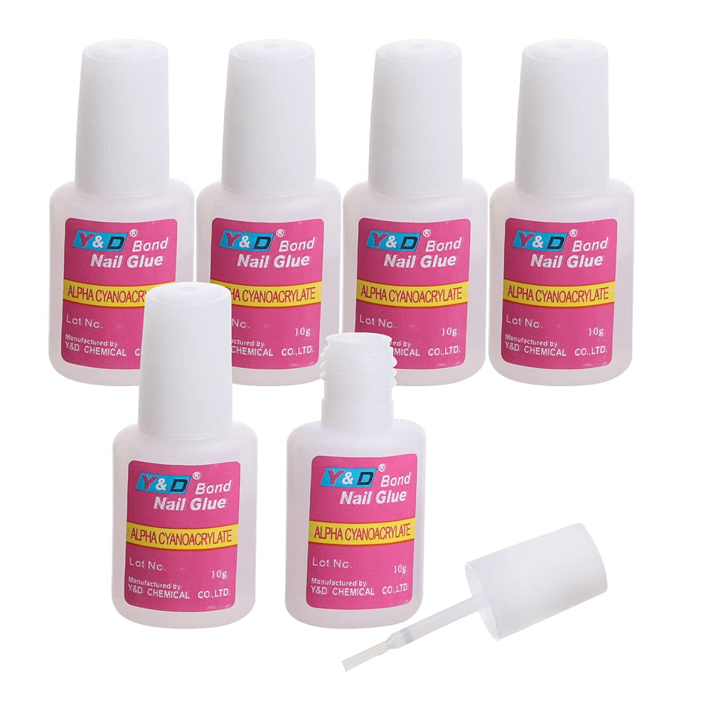 Ohlove 6-piece brush-on nail glue kit for precise tip adhesion.