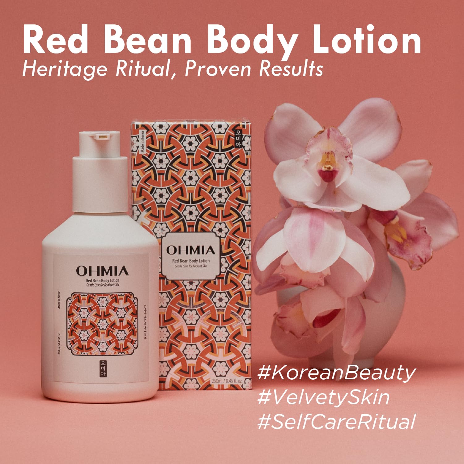 Soft glow and smoother texture on skin after using OHMIA Korean Red Bean Body Lotion.