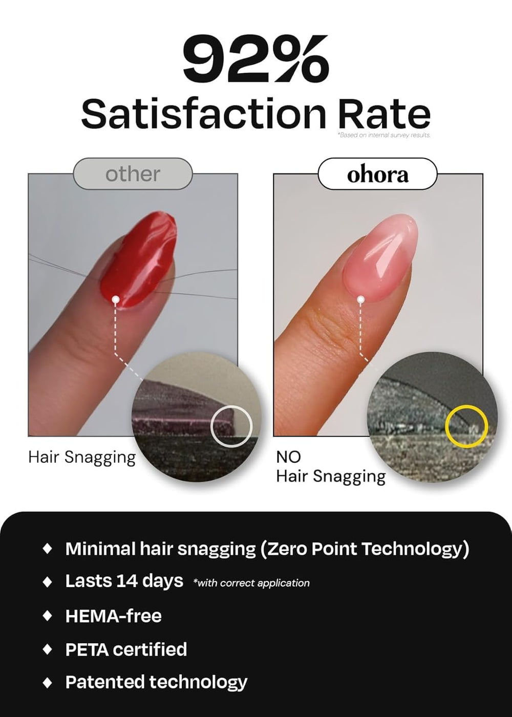 ohora gel nail strips application process with file and prep pad