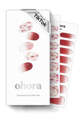 Ohora Brilliant red pattern nail wrap closeup showing bold design for instant style