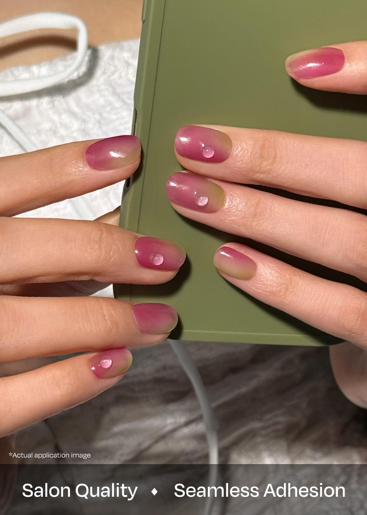 Smooth application process with Ohora prep pads, nail file, and wooden stick.