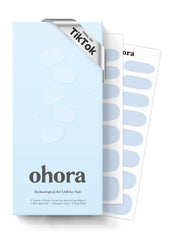 ohora greyish blue semi-cured nail strips close-up for at-home salon-quality nails