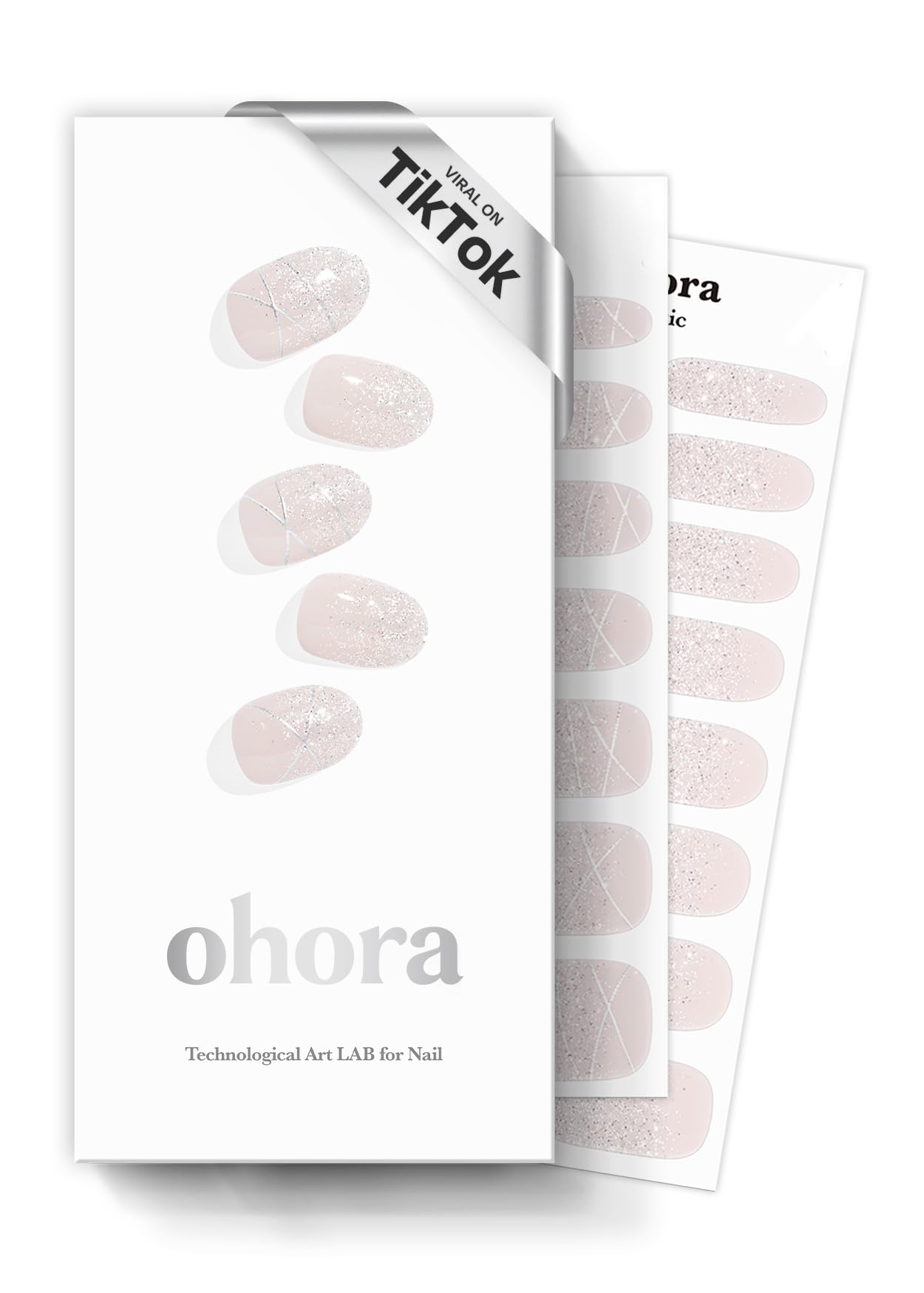 ohora N Dress Up white patterned wraps for quick salon-quality nails at home
