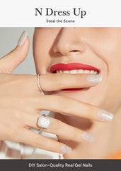 ohora N Dress Up white patterned nails fit various shapes for a seamless look