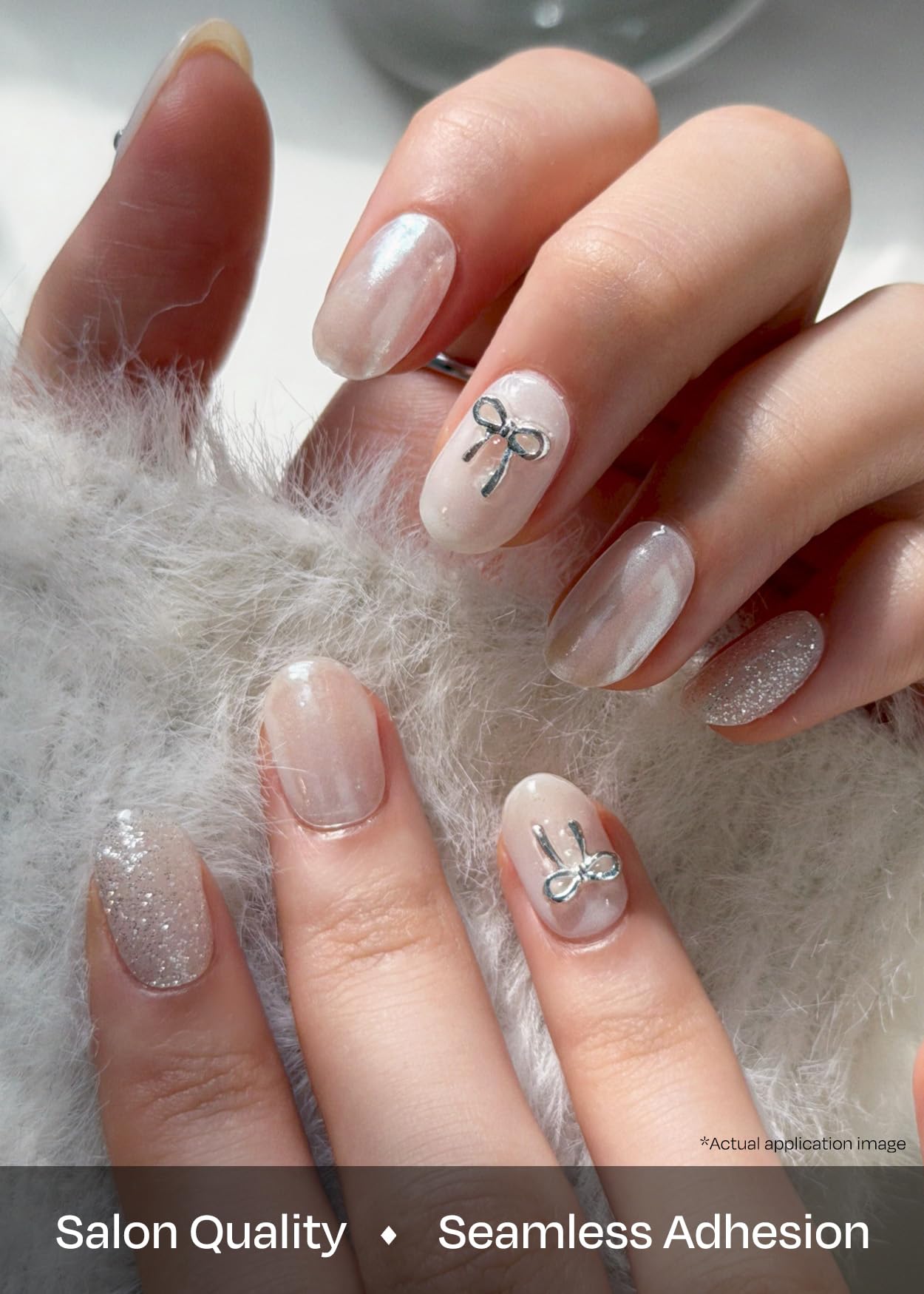ohora N Eternal Shine being applied with included tools for a seamless manicure