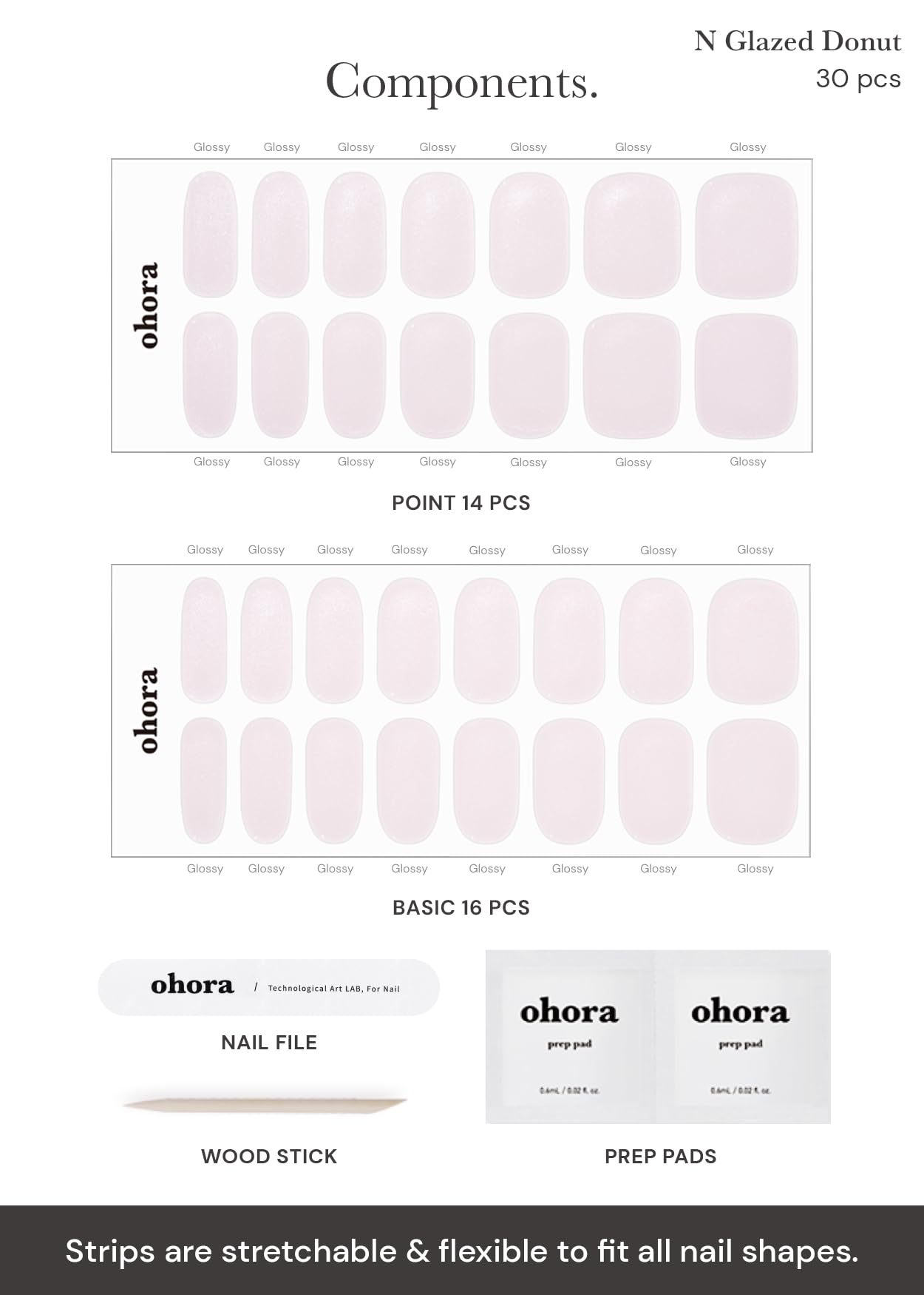 Ohora N Glazed Donut semi-cured nail strip white 06 vegan and cruelty-free option.