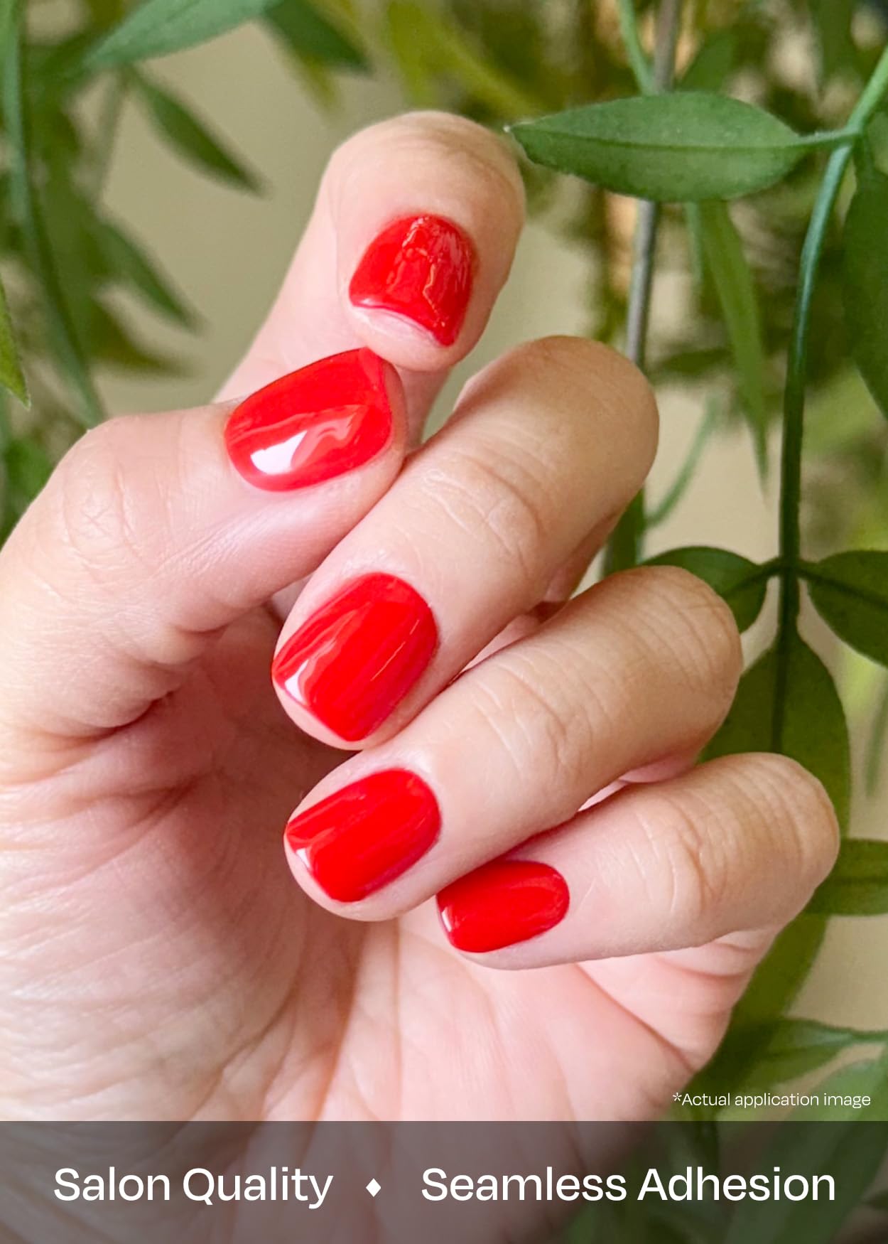 ohora N Hot Cherry cured gel nails with glossy finish on nails