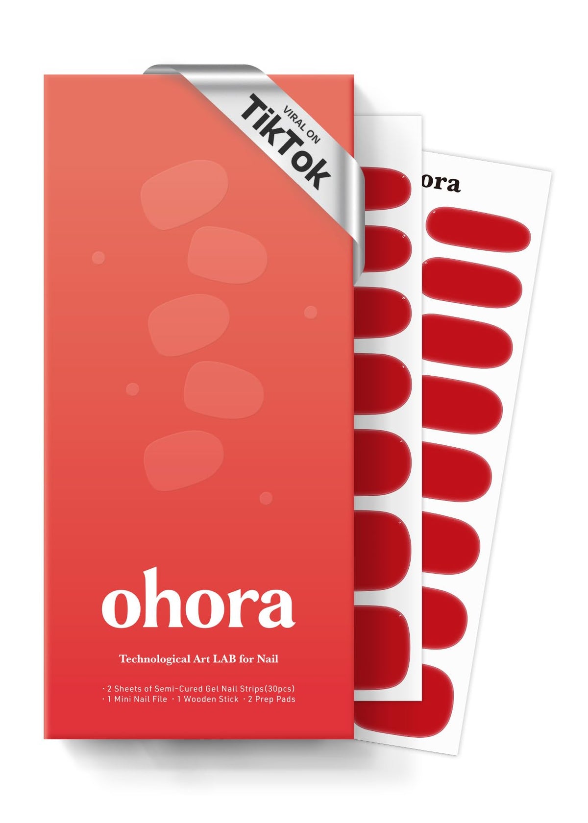 ohora N Hot Cherry pack front view for at-home salon-quality nails