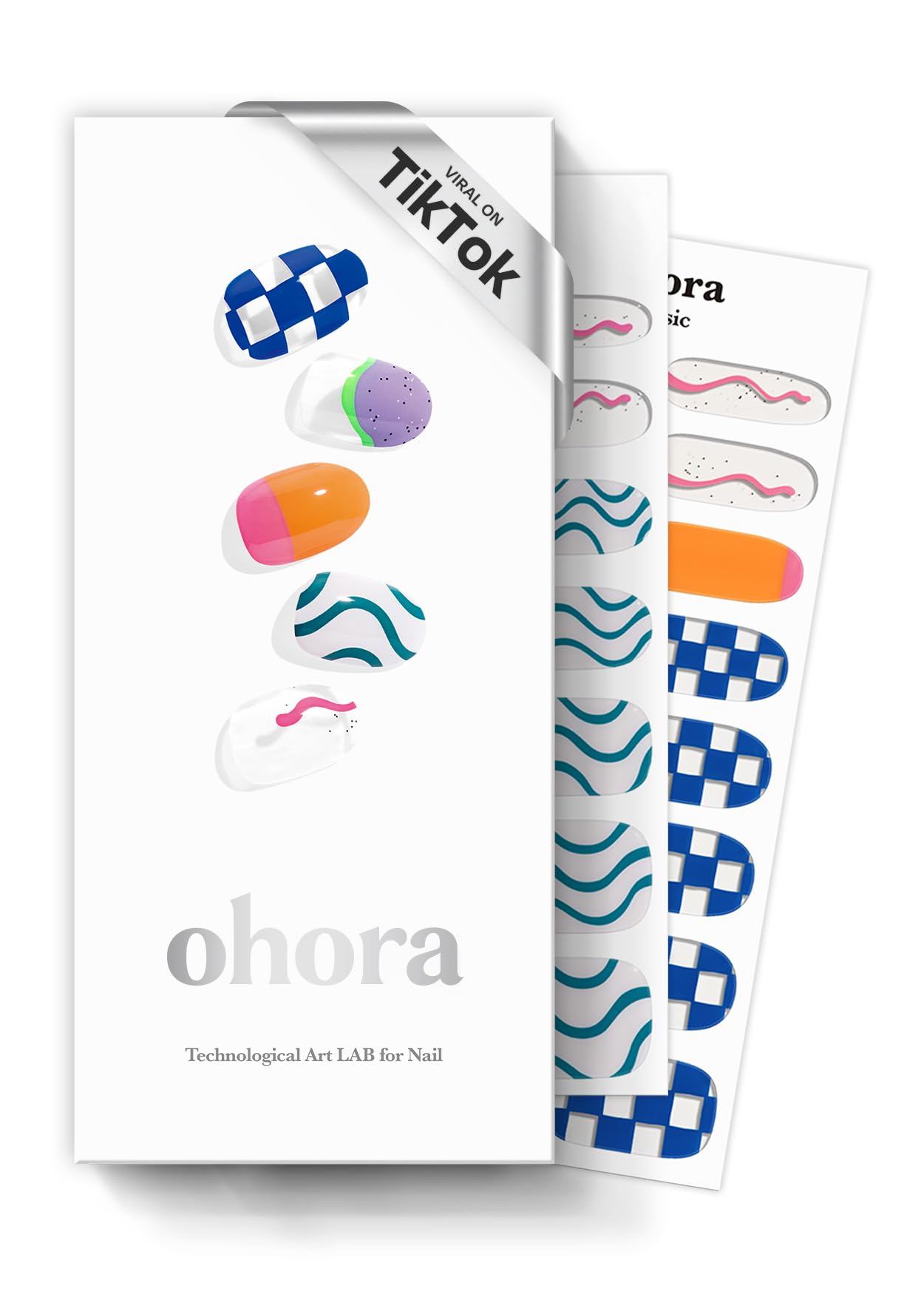 ohora N Snatched blue pattern nails for a salon-like manicure at home