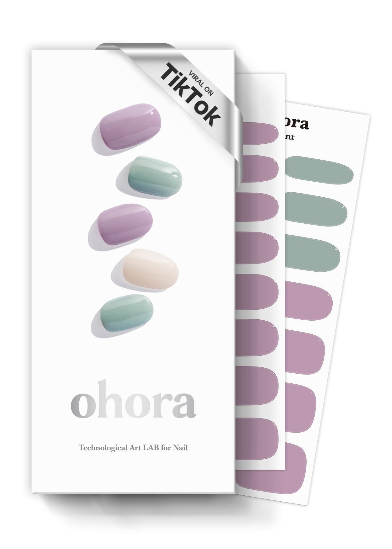 Ohora N Tahiti purple-green nail strips close-up, vibrant fashion-ready design.