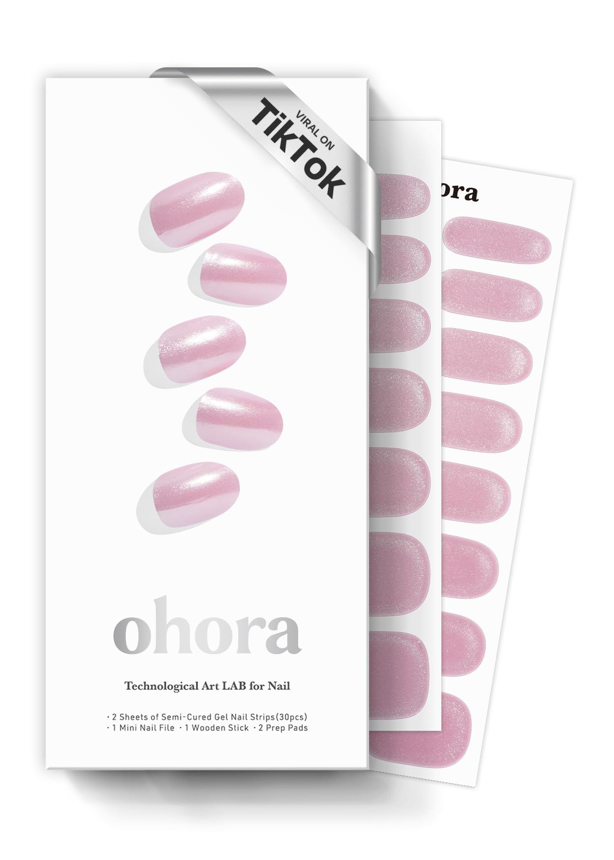 Ohora N Baby Pink Chrome packaging for at-home salon-ready nails.