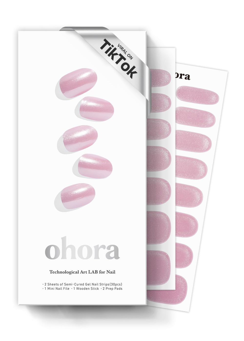 Ohora N Baby Pink Chrome packaging for at-home salon-ready nails.