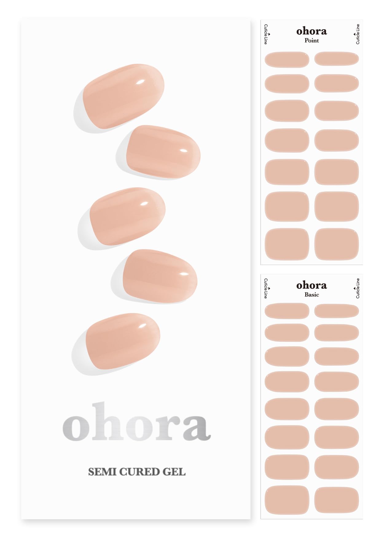 Ohora N Bare Peach box with complete gel nail strip kit for at-home manicure.