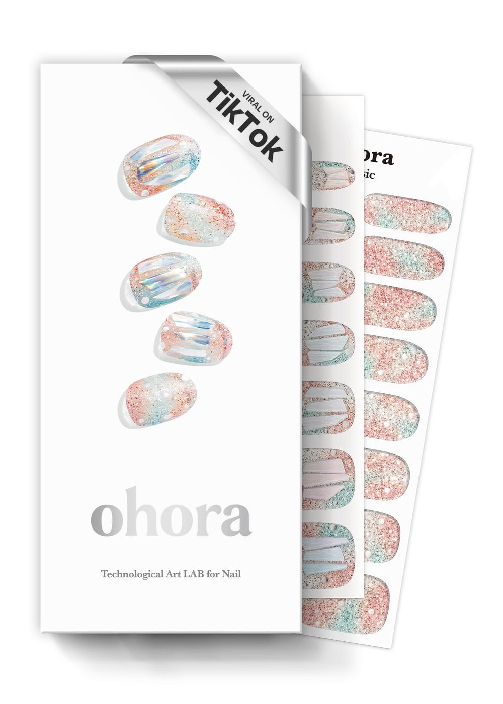 ohora Newtro no.1 white metallic nail strips box for at-home salon quality