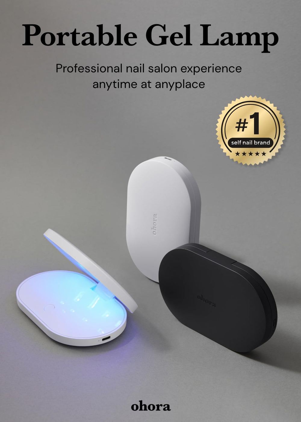 ohora Pro portable gel lamp black side view compact travel-ready design