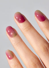 Close-up of Ohora Semi Cured Gel Nail Strips showing glossy finish and precise fit.