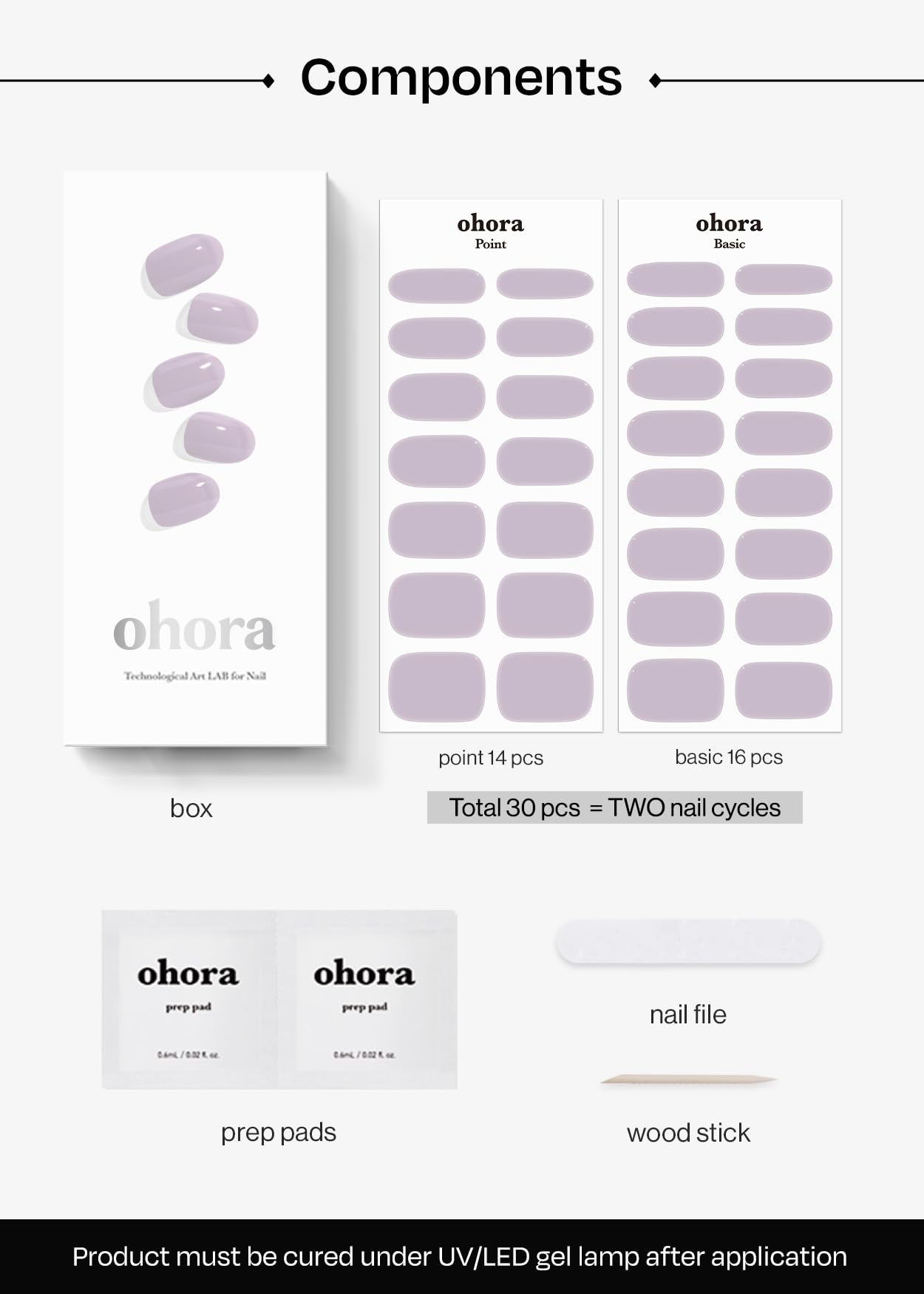 Ohora N Cream Lavender prep pads shown for clean, ready nails.