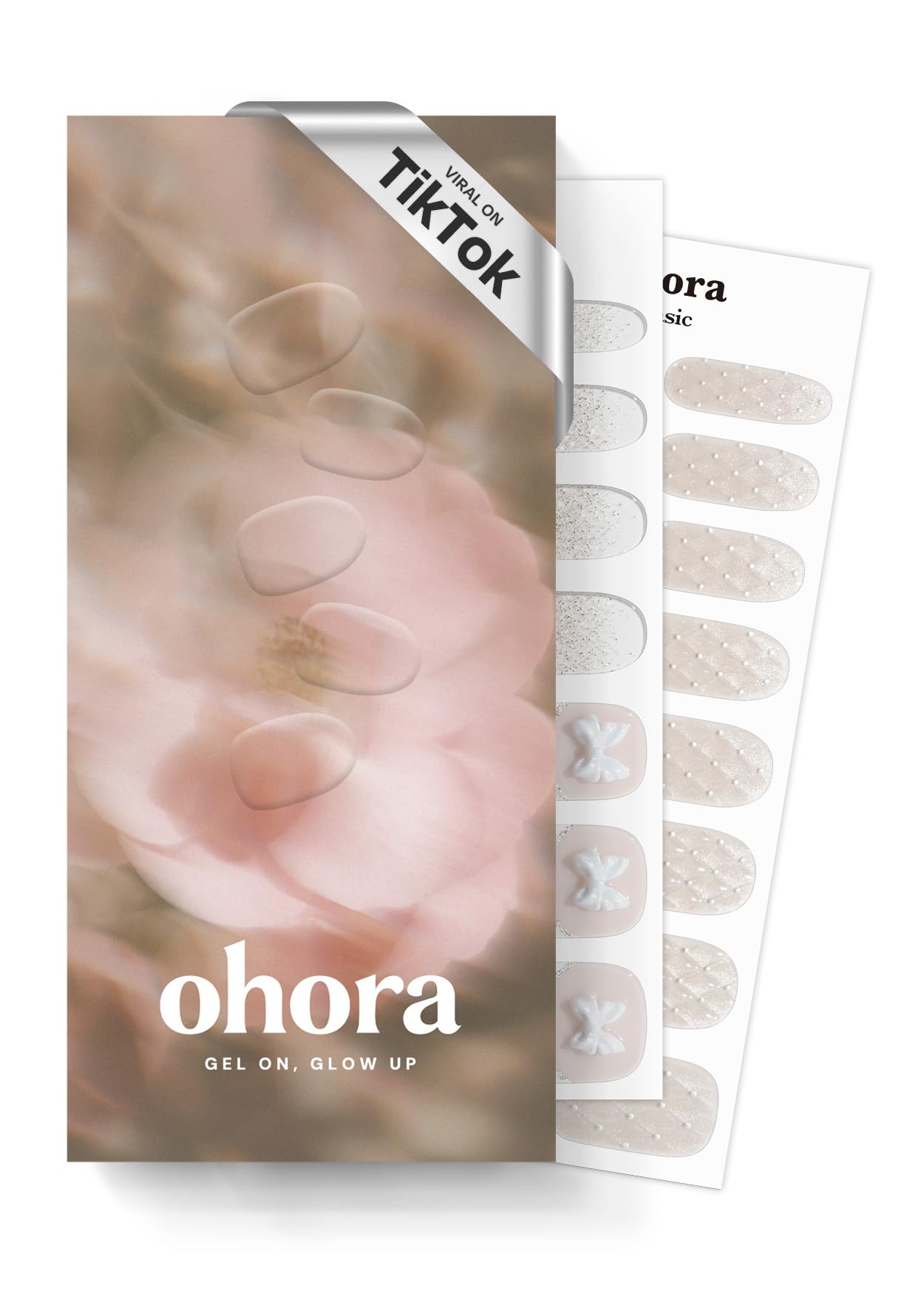 ohora N Grace Bloom white base gel nail strips for a clean salon-ready look