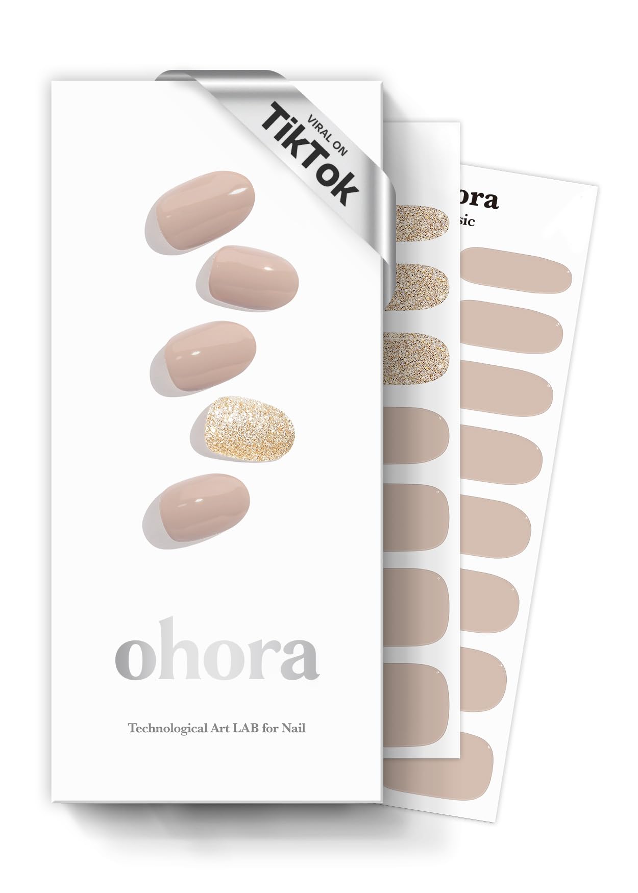 ohora N Nudist pack front with semi-cured gel strips for at-home salon nails